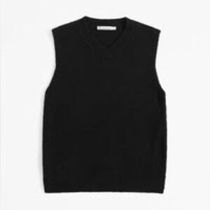 Abercrombie & Fitch Women’s Small Textural V-Neck Sweater Vest - Black NWT
